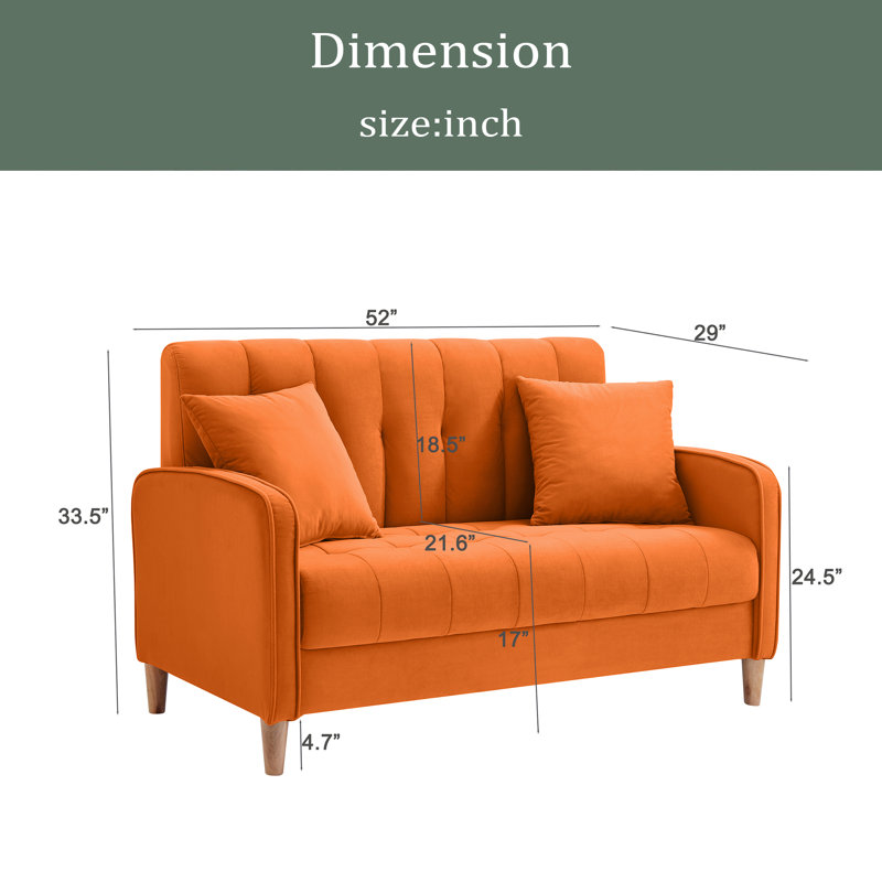 Canapé rembourré en velours de style moderne, Orange