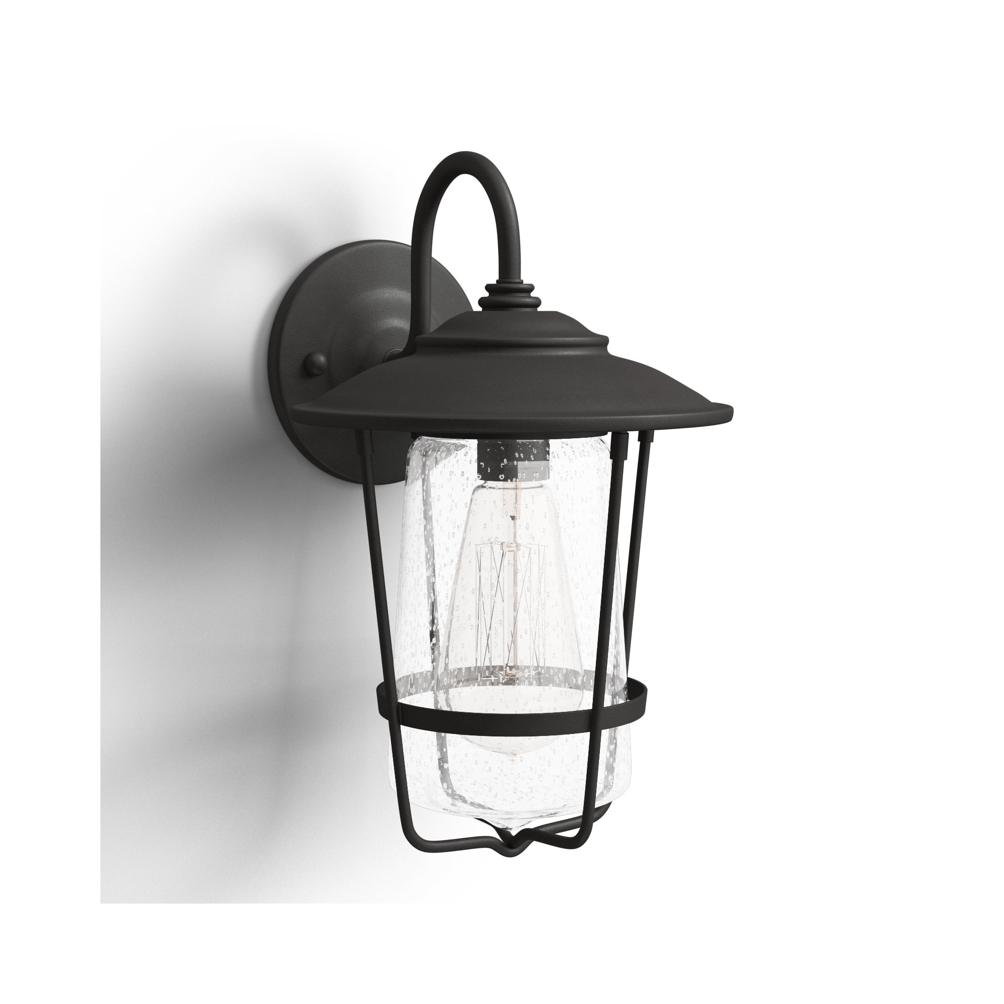 Single Light Empire Outdoor Wall Light, Black, 8.25"W X 13.25"H X 9"D