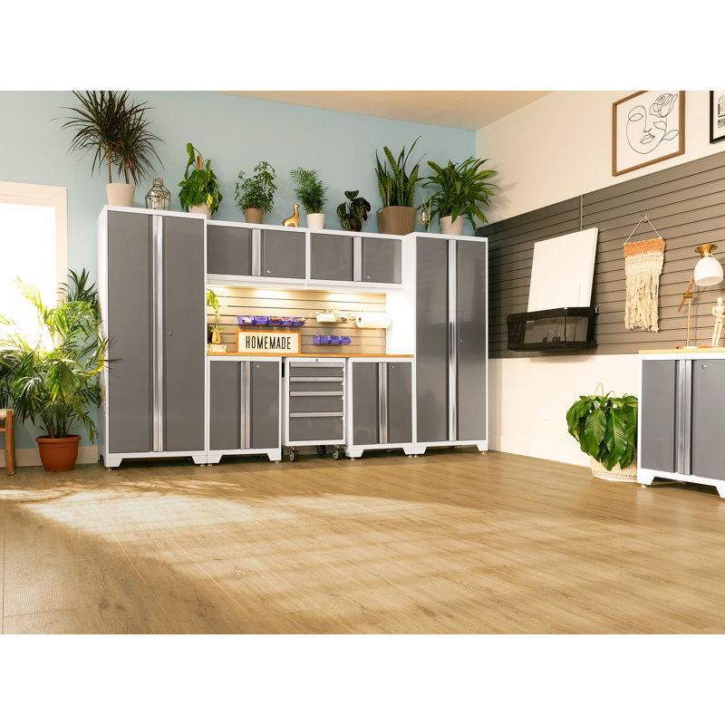 Bold Series 7 Piece Complete Storage System Set, No Light, Platinum, Bamboo