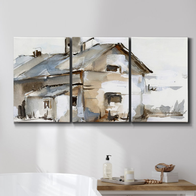" Gold Horizon I " 3 - Pieces, 27" H x 54" W x 2" D