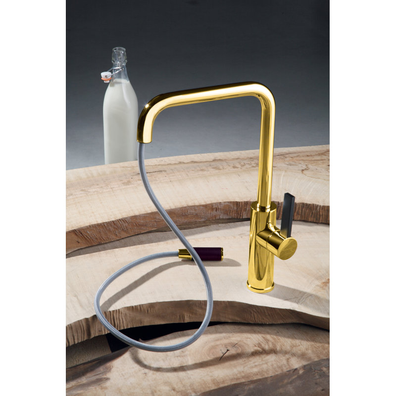 Maestro Bath Italia Pull Out Kitchen Faucet, Polished Gold