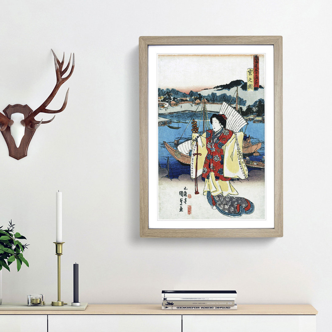 View of Miya by Utagawa Toyokuni - Framed Print