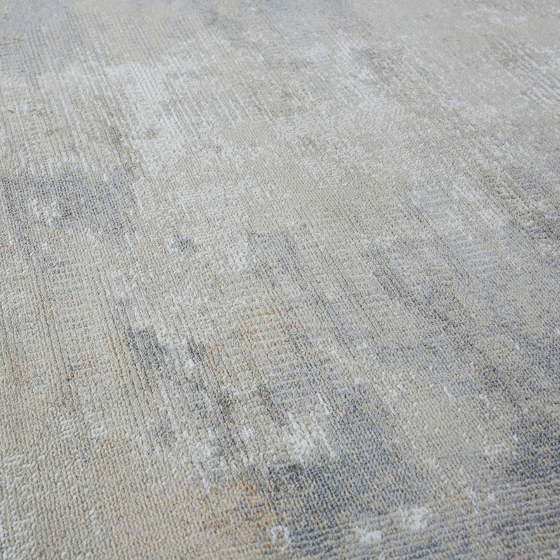 Brook Gray & Beige Abstract High-Low Modern Rug, 2'2" x 6'0", Gray/Beige