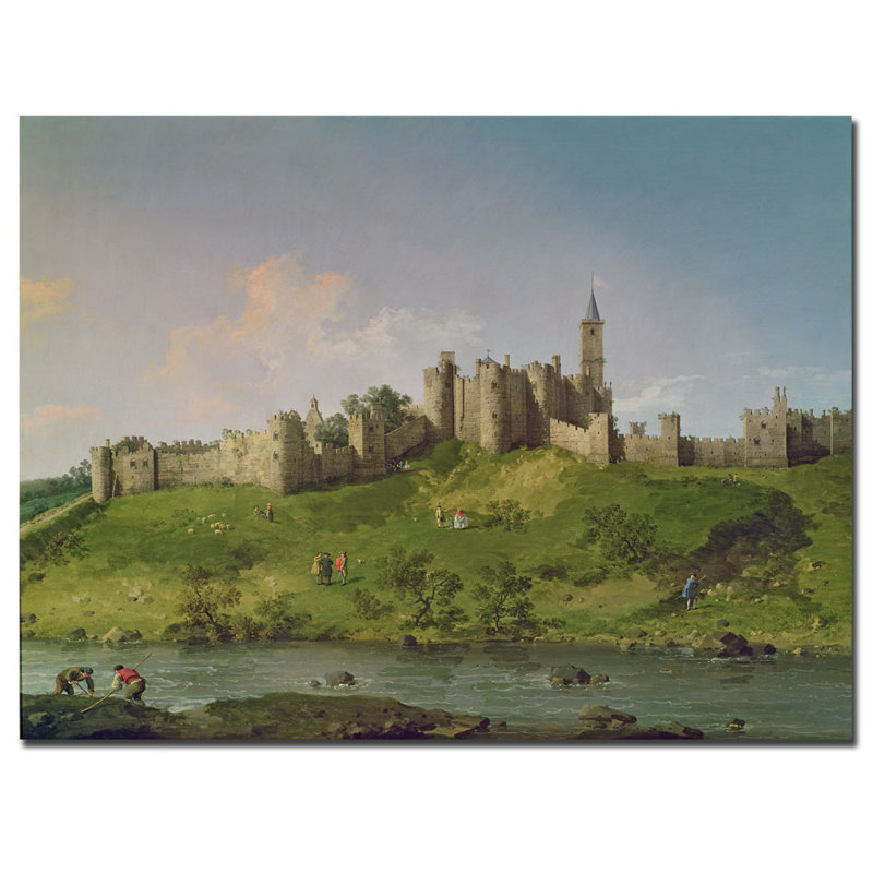 "alnwick castle" par canaletto, reproduction d’art sur toile tendue, H 18 po x l 24 po x P 2 po