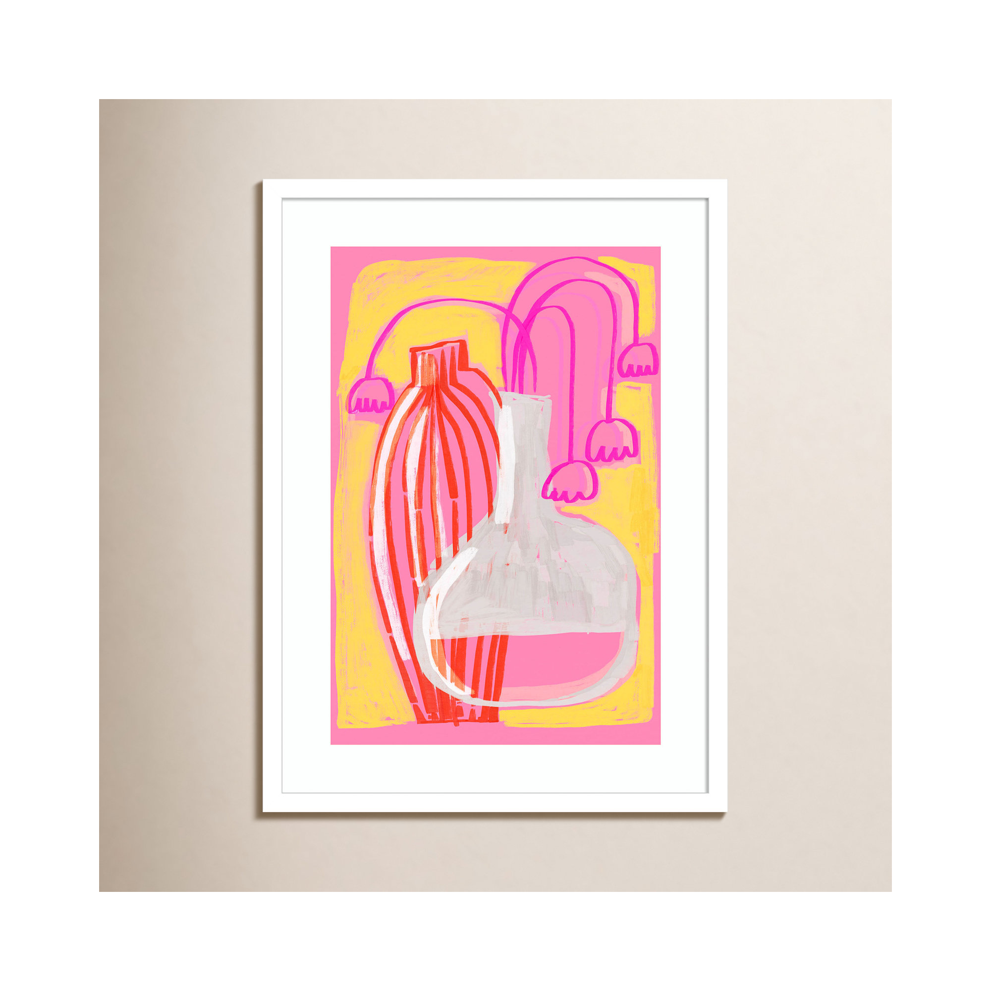 Neon Still Life No 5 by Treechild Wood Framed Wall Art Print, 25" H x 19" W, White