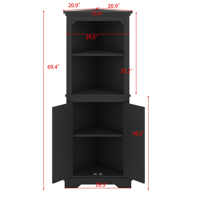 Grande armoire d'angle avec portes pour toutes sortes de pièces, Noir