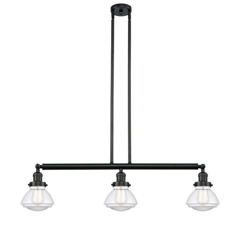 Lemos 3 - Light Kitchen Island Pendant, Matte Black, LED, Clear