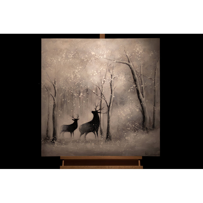 Hand -painted winter forest acrylic painting
