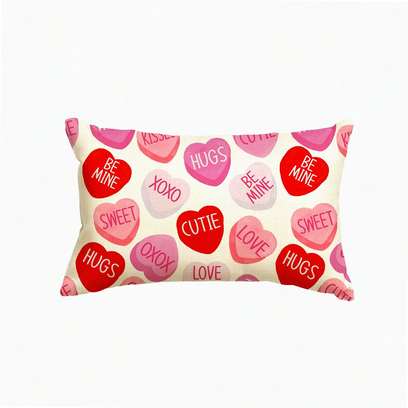 Candy Heart Anniversary Wedding Throw Pillow Cover - Sofa Couch Decoration Case