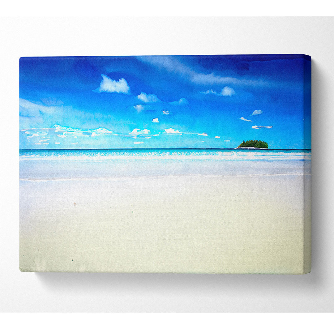 Perfektes himmelblaues Strand-Leinwand Aquarell