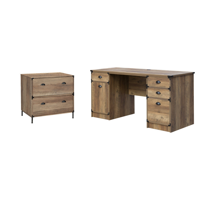 Piece Executive Desk Office Set, Rustic Oak