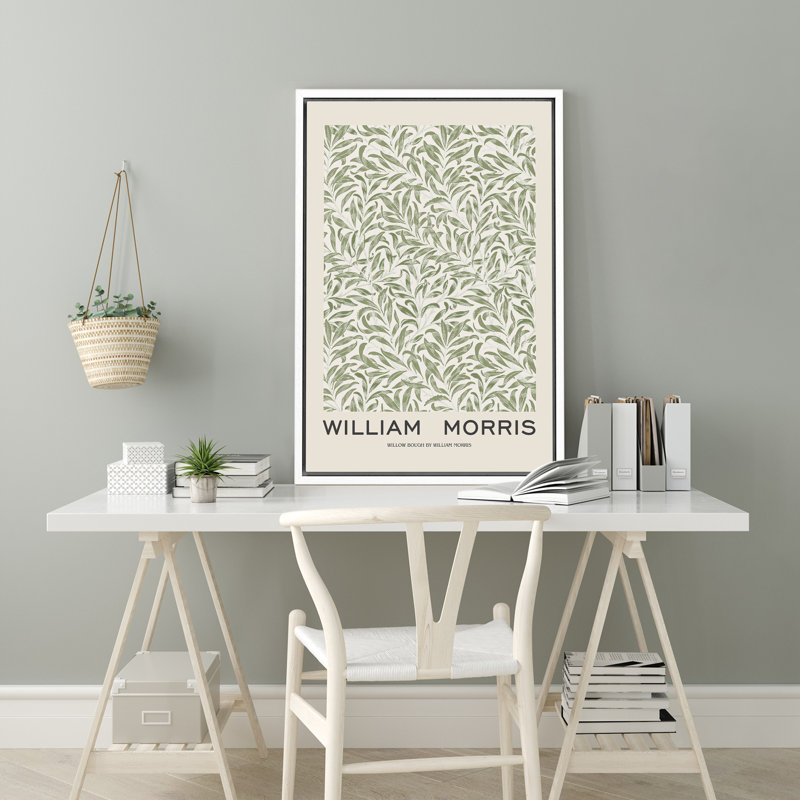 Art classique, reproduction d'art sur toile, motif de fleurs de saule par William Morris, H 24 po x l 16 po, Blanc
