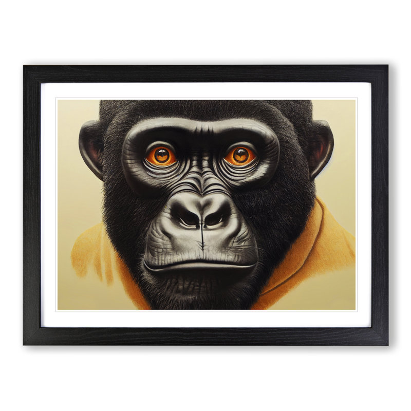 Curious Gorilla - Framed Print, Black, 46cm H x 64cm W x 2cm D