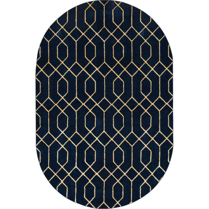 Geometric Area Rug, Oval 160 x 244cm