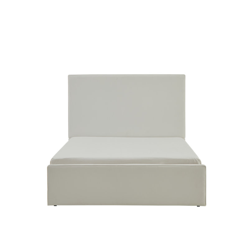 Lit tapissier Stephanie, Grand lit, Velours blanc