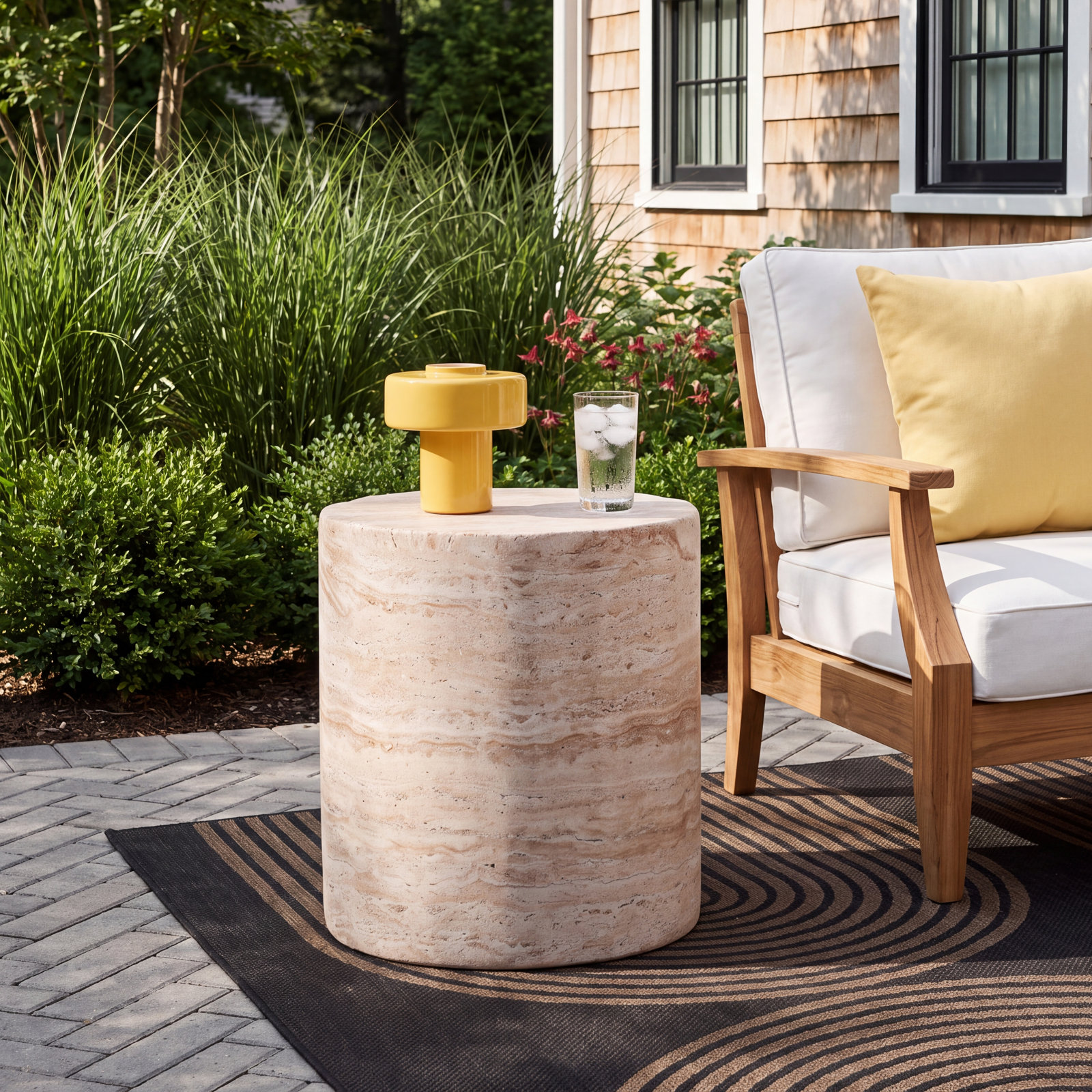 Coda 15.5'' Concrete Outdoor Side Table, Travertine
