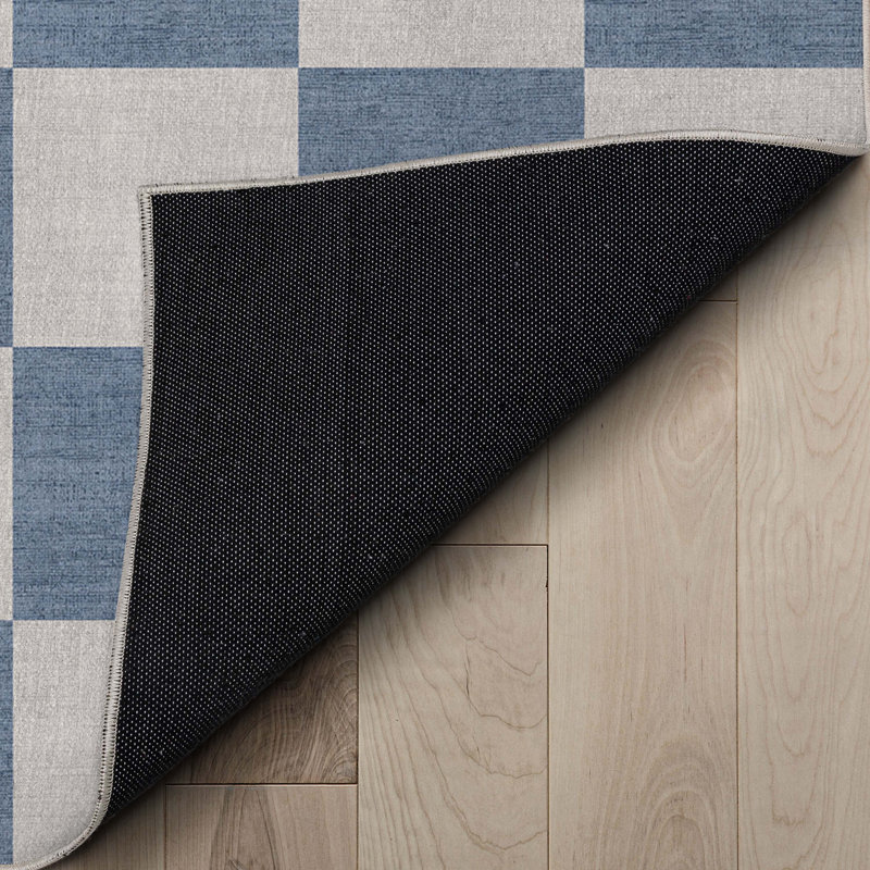 Kehr Square Modern Geometric Blue Flat-Weave Area Rug, Runner 2'3" x 7'3"