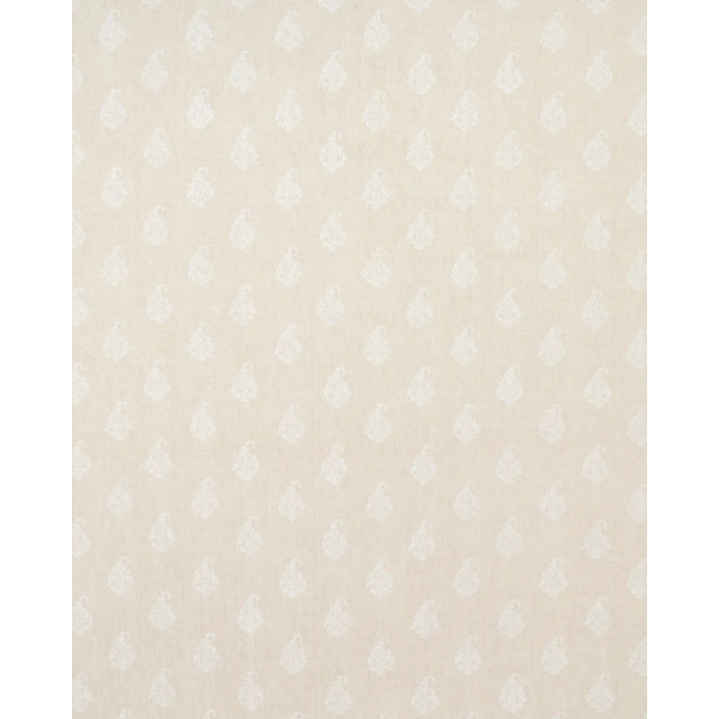 Kerala Paisley Fabric, White on Neutral