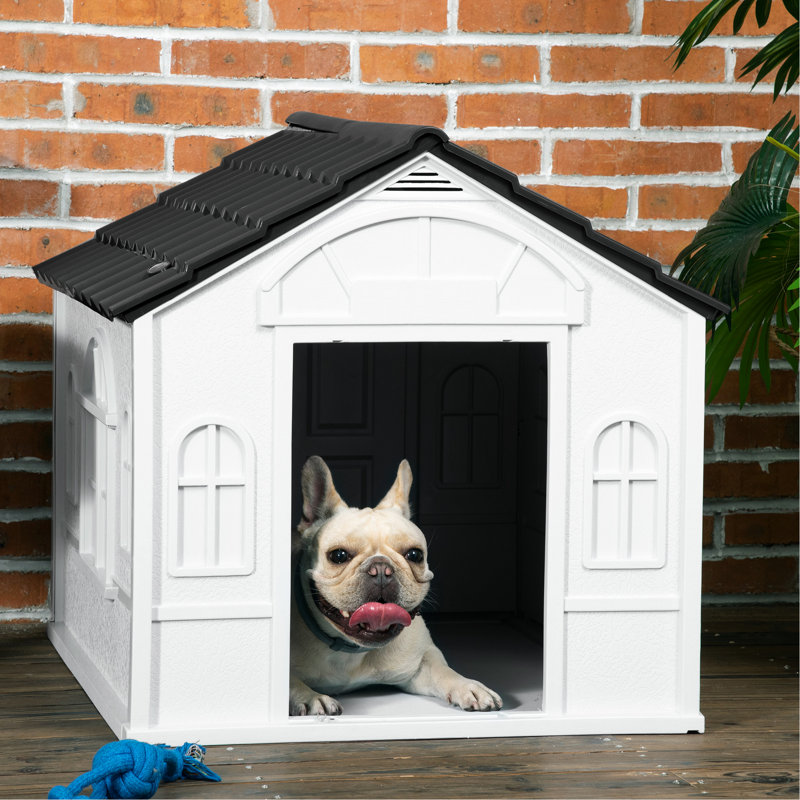 Niche pour chien de taille moyenne - gris, imperméable, avec fenêtre de ventilation et petite eau, ventilée, facile à assembler