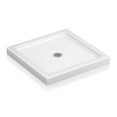 32 in. x 32 in. Shower Pan Shower Base in Pure White With 3 Removable Flange