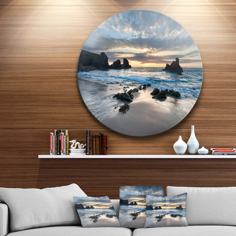 Magnifique baie de Porthcothan - imprimé bord de mer, H 36 po x l 36 po, Impression encadrée, Metal