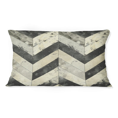 Coussin lombaire beige moderne à chevrons II