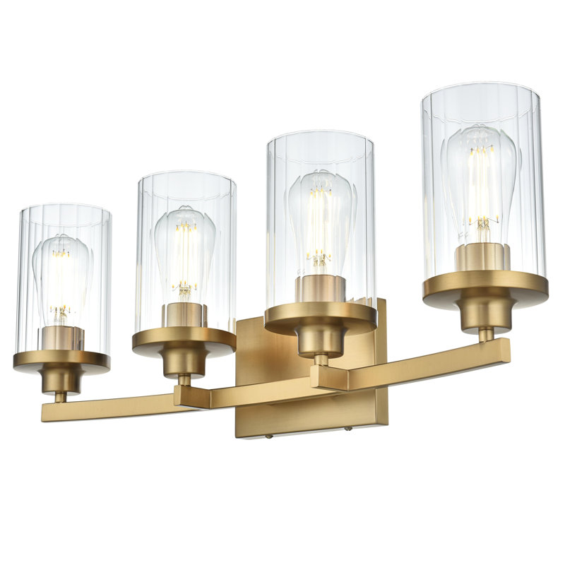 Éclairage pour meuble-lavabo à intensité variable Dariela, Doré, H 10 po x l 25 po x P 25 po, Quatre lumières