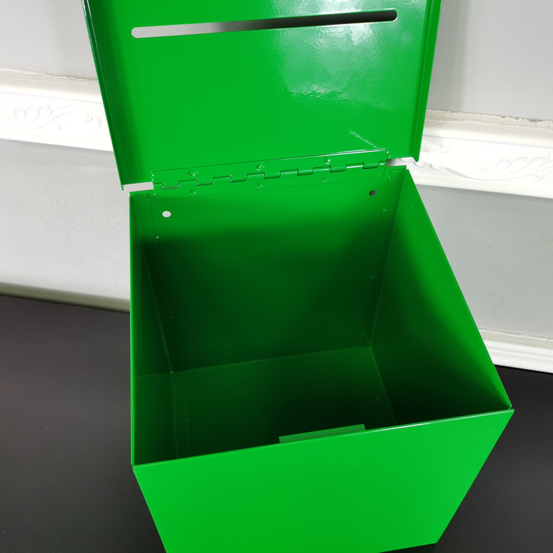 Boîte à offrande en métal avec porte-affiche 8,5 po x 8,1 po x 18 po, Vert