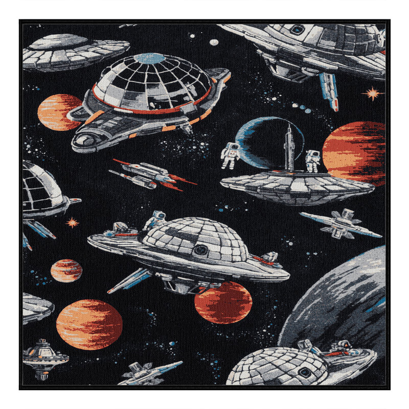 Tapis noir lavable à la machine, Carré 7 pi