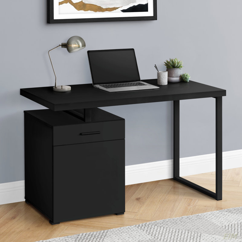 Computer Desk, Home Office, Laptop, Left, Right Set-up, Storage Drawers, 48"L, Work, Metal, Black/Black