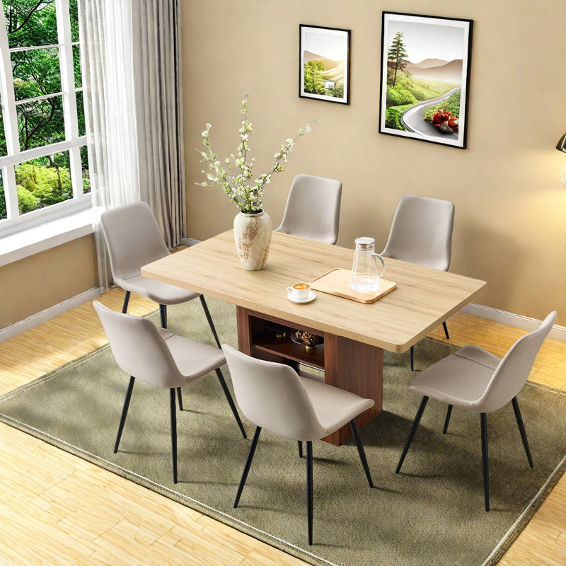 Ensemble de table de salle à manger moderne extensible, en bois aggloméré et en métal, parfait pour la maison et la cuisine