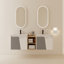 Meuble-lavabo mural avec lavabo et petites tablettes de rangement