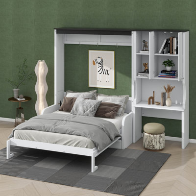 Lit escamotable à usages multiples avec canapé, bureau et armoire de rangement intégrés