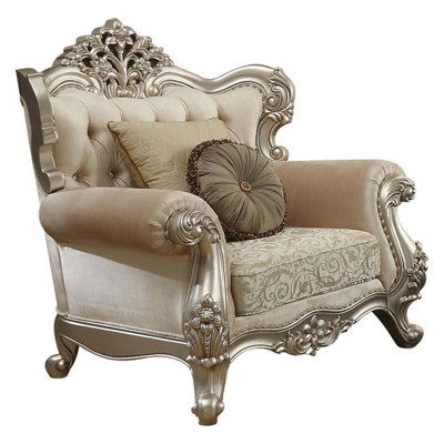 Jabari 50" Wide Tufted Armchair in Beige/Champagne