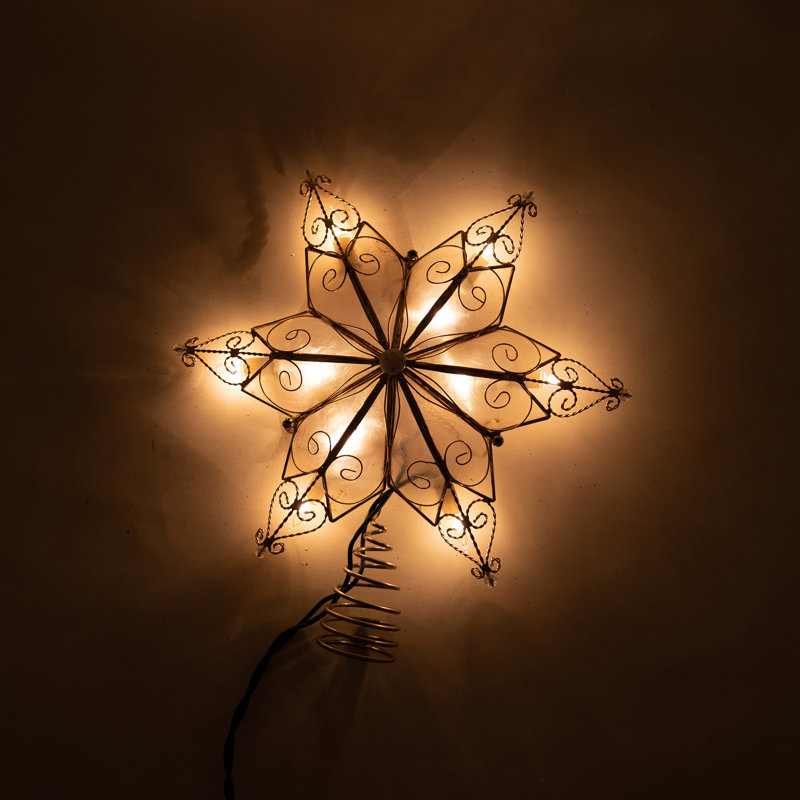 Brass Finish 9.1-Inch Capiz Star Christmas Tree Topper
