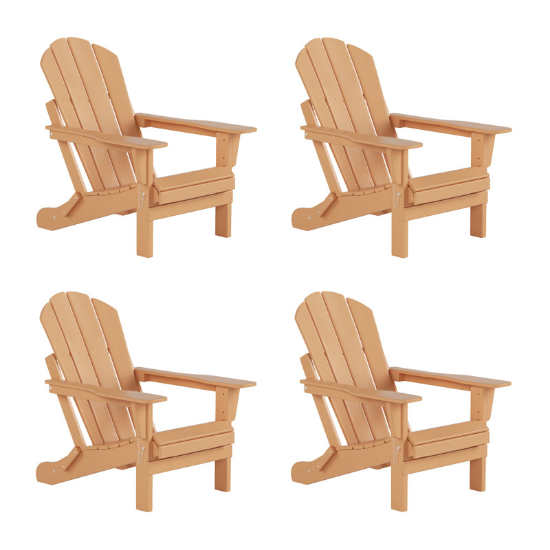 Chaise Adirondack pliante en PEHD Vinnie, Teck