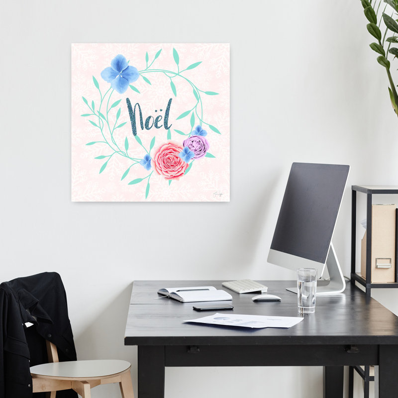 Pastel Noel Wreath, art contemporain, H 18 po x l 18 po