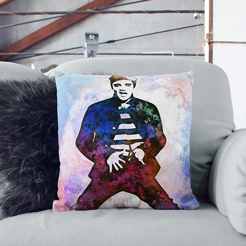 Elvis Presley the Jailhouse Rock in Abstract Cushion with Filling, 40cm H x 40cm W x 15cm D