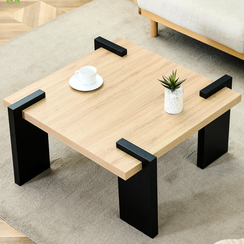 Table basse carrée en MDF de 31,5 po pour espaces minimalistes modernes, Naturel