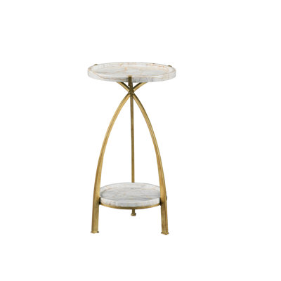 Cosmos Marble Top 3 Legs End Table with Storage