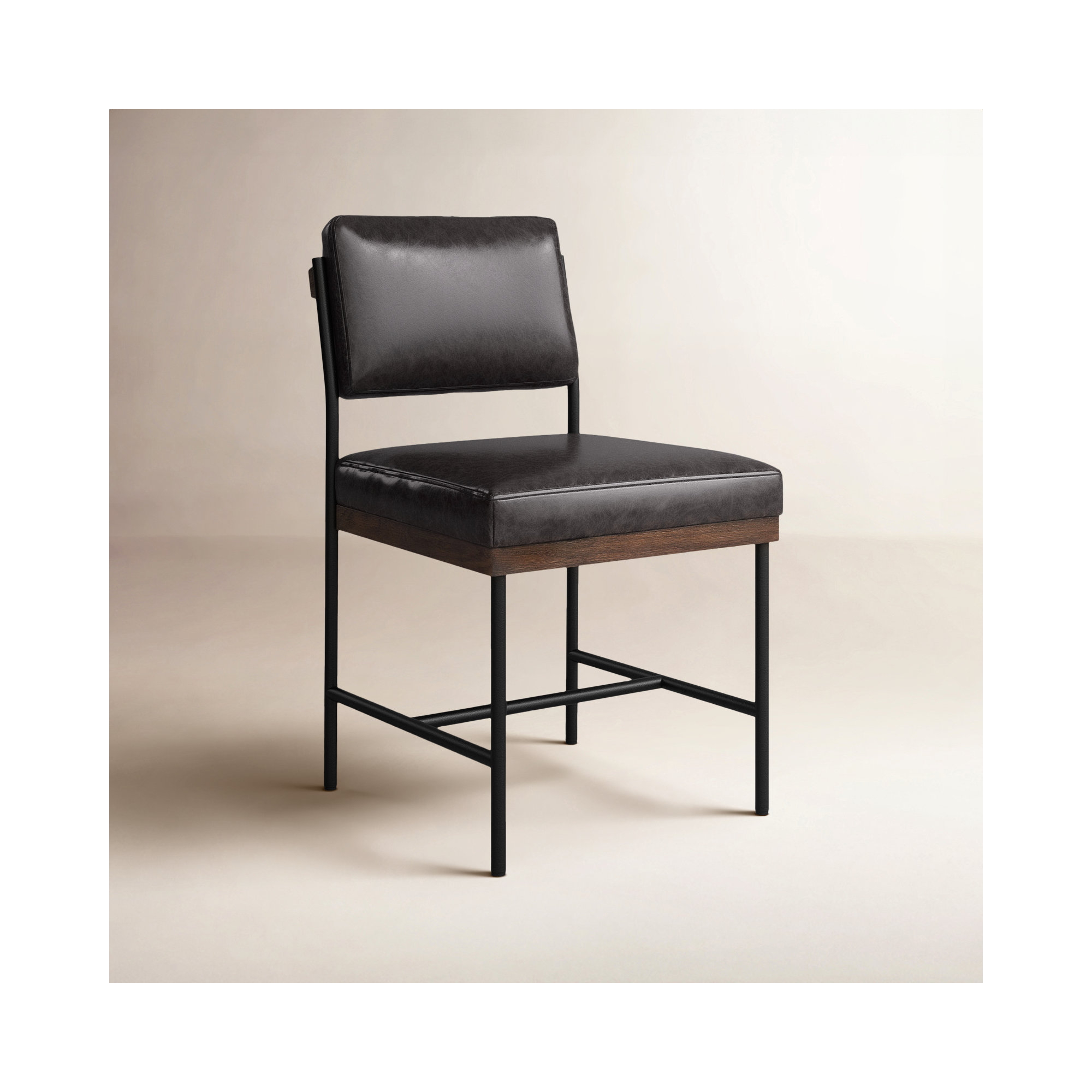 Popovich Leather Dining Chair, Black