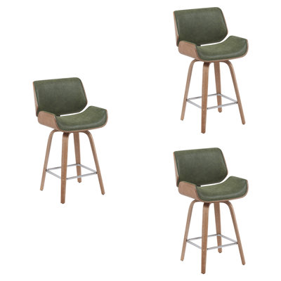 Tabouret de bar et de comptoir pivotant en similicuir Alli avec pieds en bois et repose-pieds en métal