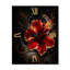 Horloge murale moderne rouge Hibiscus doré sur fond noir I-99638636