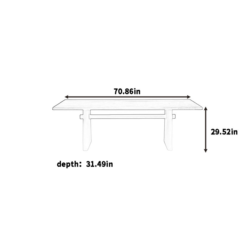 Modern and simple solid wood dining table, 29.52"H x 70.86"L x 31.49"W