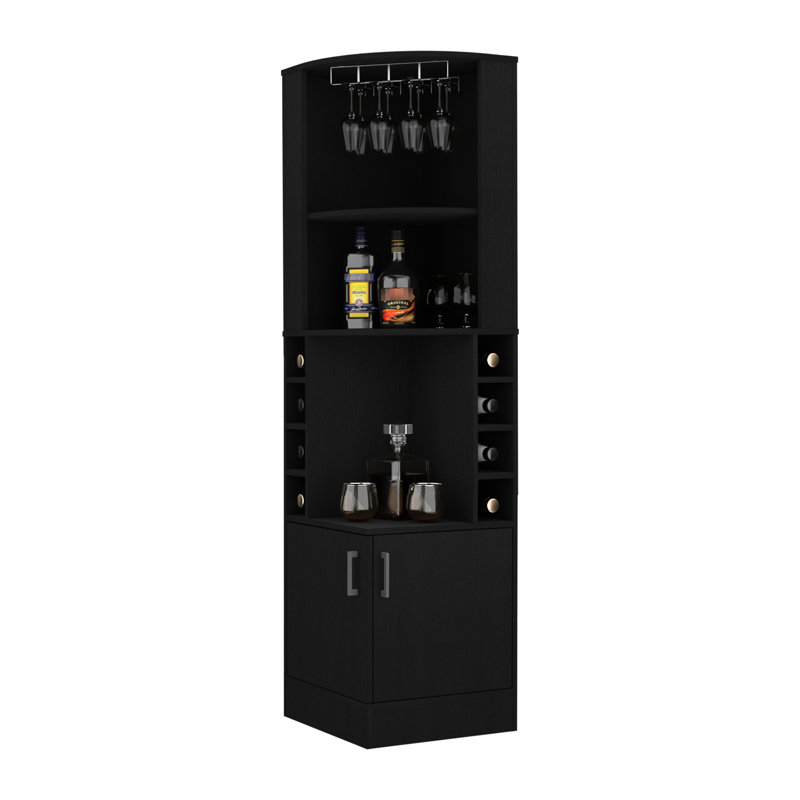8 armoires de bar à 2 tablettes en noir sophistiqué pour la maison moderne avec compartiments et 2 tablettes