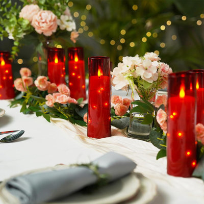 Flameless Led Candles With Embedded Star String, 9 Pcs Battery Operated Acrylic Pillar Candles With Timer And Remote, Flickering Candles For Romantic Ambiance And Home Decoration (grey)