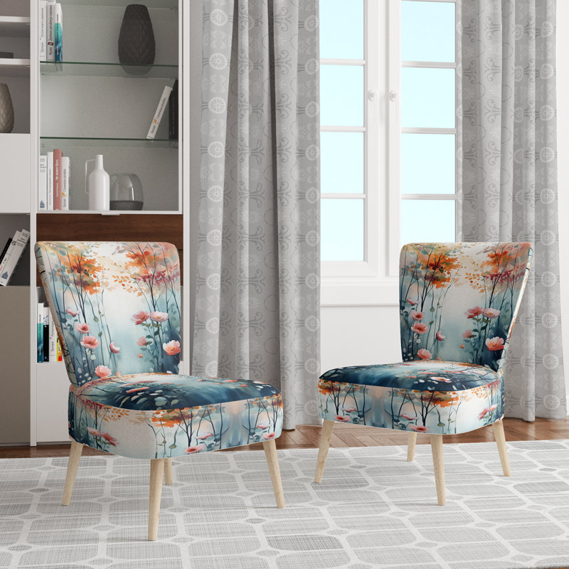 Chaise d'appoint Forest - chaise d'appoint Delicate Spring Forest Blooms II, Side Chair Armless