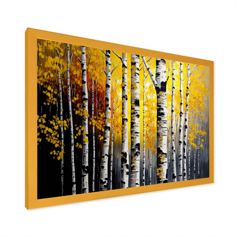 Into A Golden Birch Forest VI - Art mural sur toile paysage, Impression dorée sur toile encadrée