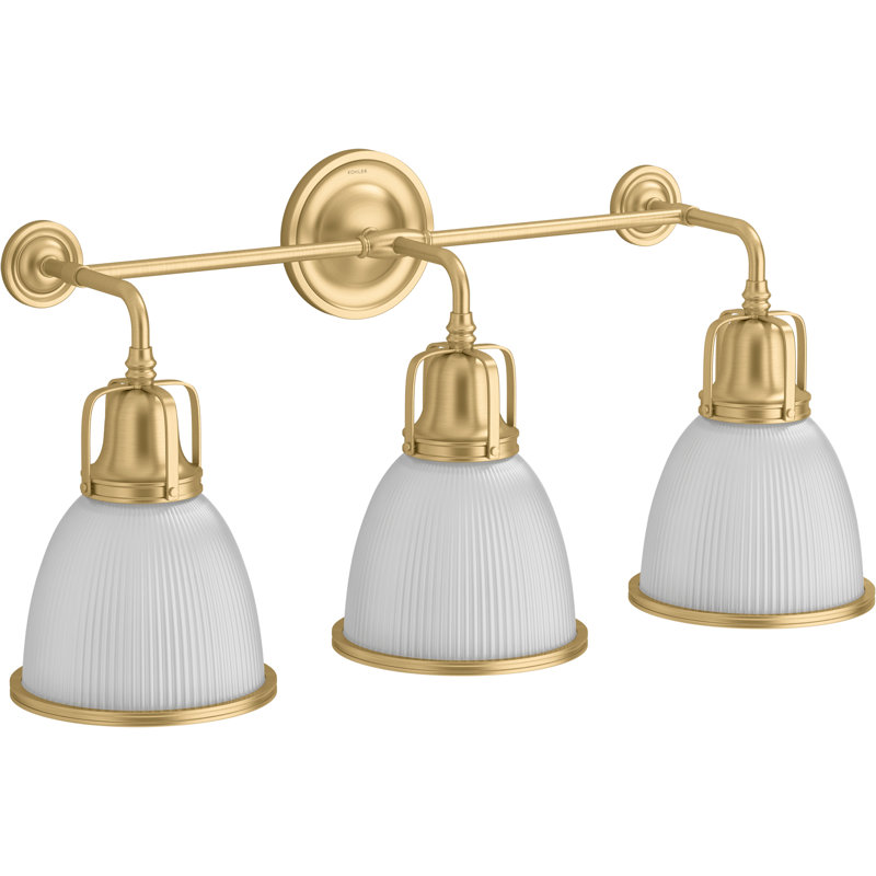 Hauksbee Three-Light Bell Sconce, Gold, 13.62" H x 28.12" W x 9.62" D