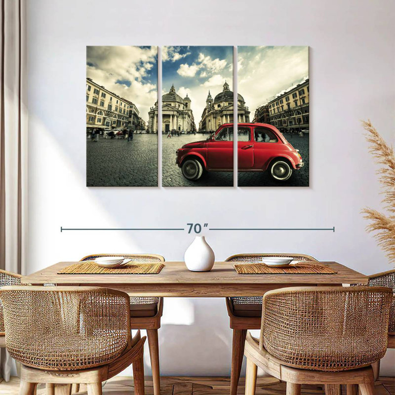 Voiture rouge Mehar Piazza Del Popolo, H 36 po x l 57 po